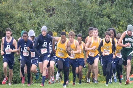 Students participating in a Cross Country race